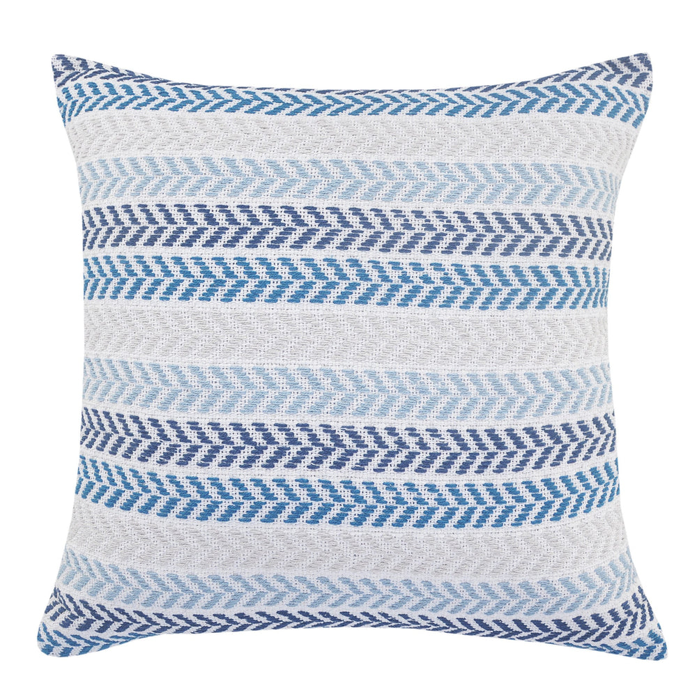 Homeroots Set Of Four 18" X 18" Blue Beach Chevron Cotton Zippered Pillow Blue  535276