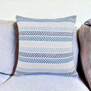 Homeroots Set Of Four 18" X 18" Blue Beach Chevron Cotton Zippered Pillow Blue  535276