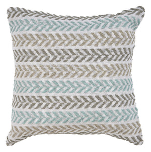 Homeroots Set Of Four 18" X 18" Blue Beach Chevron Cotton Zippered Pillow Blue And Beige  535277