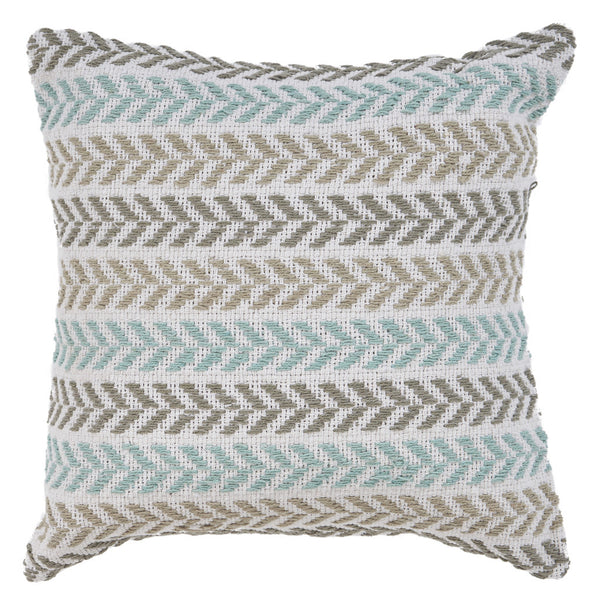Homeroots Set Of Four 18" X 18" Blue Beach Chevron Cotton Zippered Pillow Blue And Beige  535277
