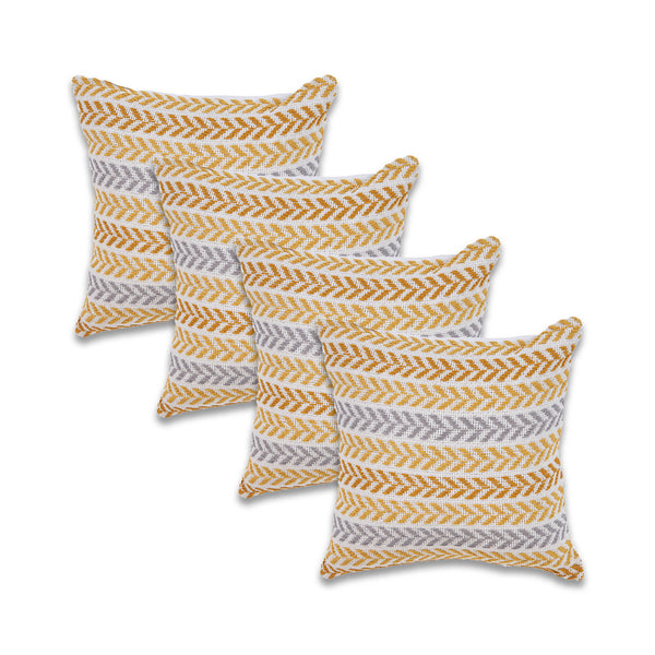 Homeroots Set Of Four 18" X 18" Orange Beach Chevron Cotton Zippered Pillow Orange  535278
