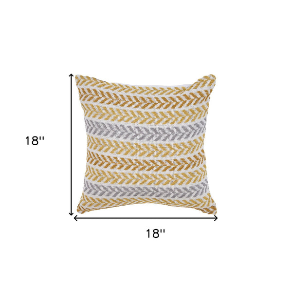 Homeroots Set Of Four 18" X 18" Orange Beach Chevron Cotton Zippered Pillow Orange  535278