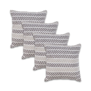Homeroots Set Of Four 18" X 18" Gray Beach Chevron Cotton Zippered Pillow Gray  535279