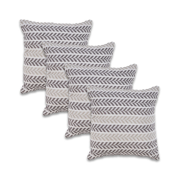 Homeroots Set Of Four 18" X 18" Gray Beach Chevron Cotton Zippered Pillow Gray  535279