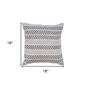 Homeroots Set Of Four 18" X 18" Gray Beach Chevron Cotton Zippered Pillow Gray  535279