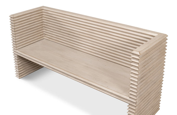 Sarreid Stacked Bench Stone Grey - Stylish Reclaimed Pine Seating With A Chic Stone Grey Finish For Any Space Grey  53528-1