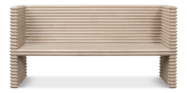 Sarreid Stacked Bench Stone Grey - Stylish Reclaimed Pine Seating With A Chic Stone Grey Finish For Any Space Grey  53528-1