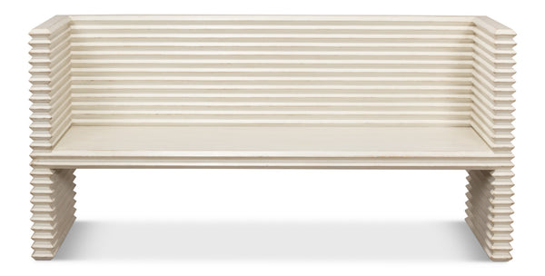Sarreid Stacked Bench Antique White - Charming Reclaimed Pine Design For Rustic Home Décor And Storage White  53528-3