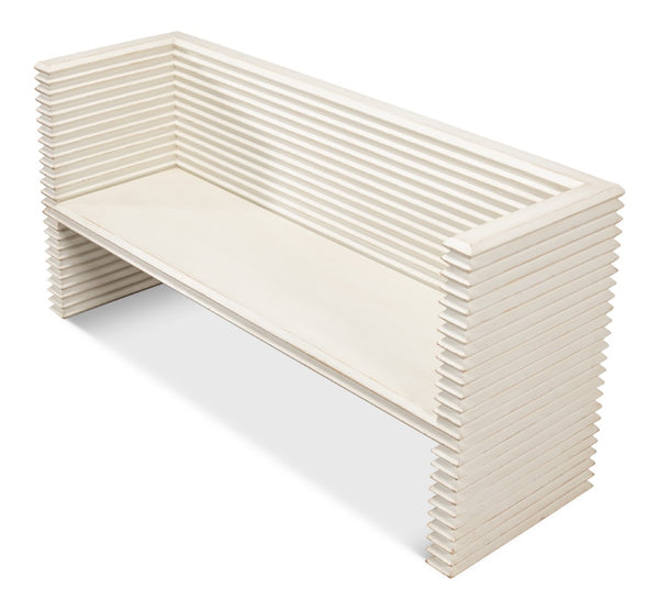 Sarreid Stacked Bench Antique White - Charming Reclaimed Pine Design For Rustic Home Décor And Storage White  53528-3