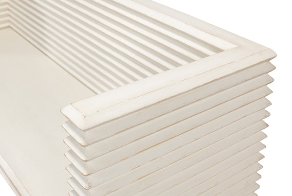 Sarreid Stacked Bench Antique White - Charming Reclaimed Pine Design For Rustic Home Décor And Storage White  53528-3