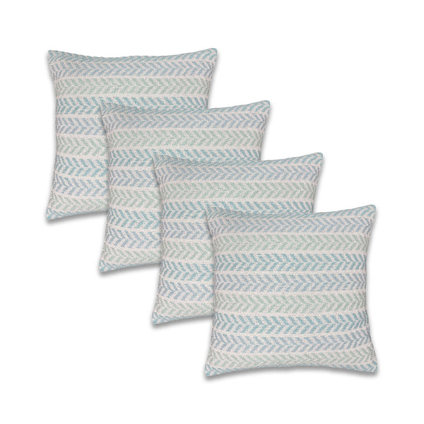 Homeroots Set Of Four 18" X 18" Blue Beach Chevron Cotton Zippered Pillow Light Blue  535280