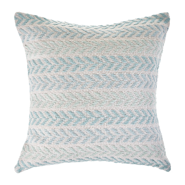 Homeroots Set Of Four 18" X 18" Blue Beach Chevron Cotton Zippered Pillow Light Blue  535280