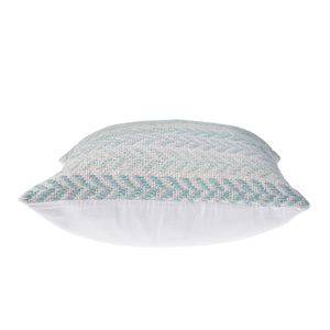 Homeroots Set Of Four 18" X 18" Blue Beach Chevron Cotton Zippered Pillow Light Blue  535280
