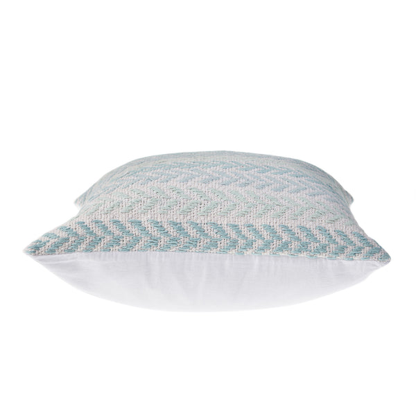 Homeroots Set Of Four 18" X 18" Blue Beach Chevron Cotton Zippered Pillow Light Blue  535280