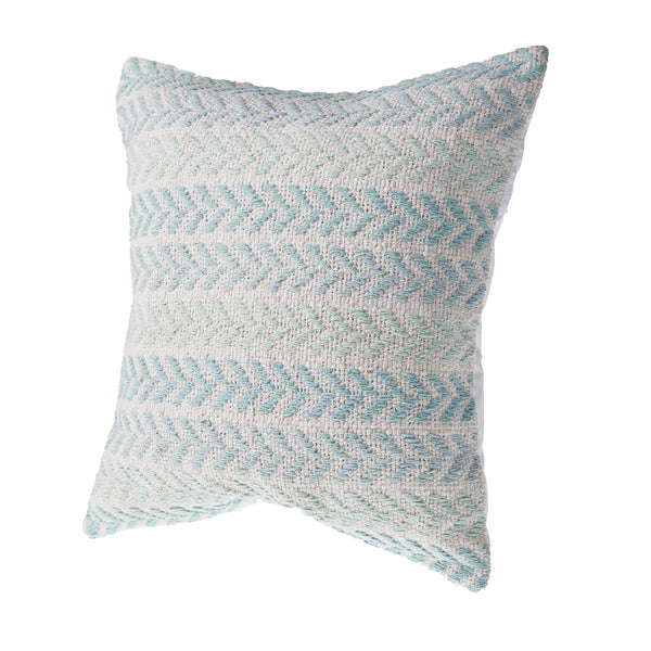 Homeroots Set Of Four 18" X 18" Blue Beach Chevron Cotton Zippered Pillow Light Blue  535280