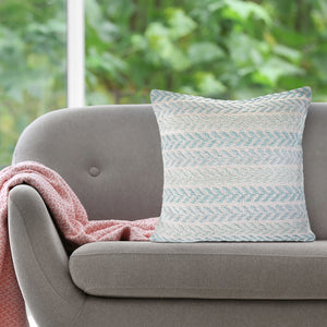 Homeroots Set Of Four 18" X 18" Blue Beach Chevron Cotton Zippered Pillow Light Blue  535280