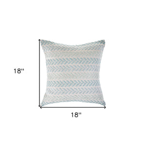 Homeroots Set Of Four 18" X 18" Blue Beach Chevron Cotton Zippered Pillow Light Blue  535280