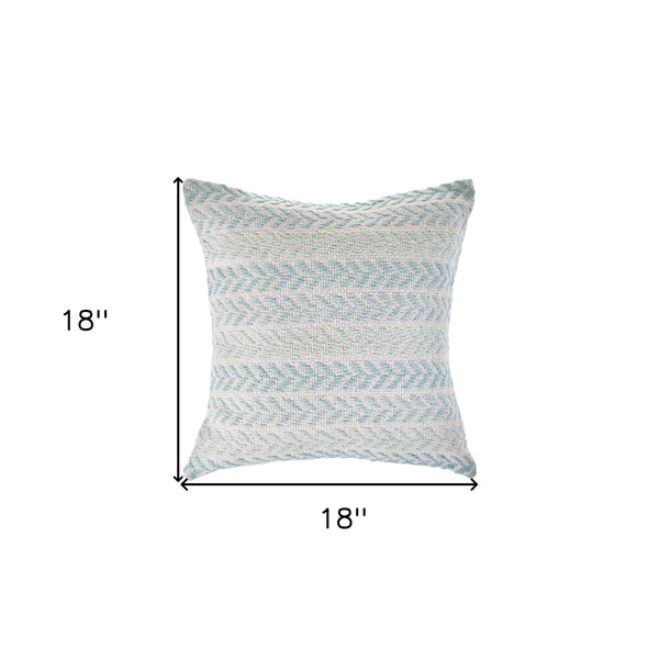 Homeroots Set Of Four 18" X 18" Blue Beach Chevron Cotton Zippered Pillow Light Blue  535280