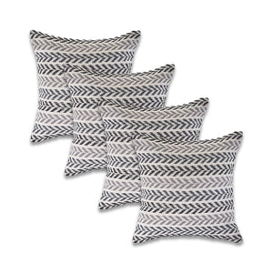 Homeroots Set Of Four 18" X 18" Black Beach Chevron Cotton Zippered Pillow Black  535282