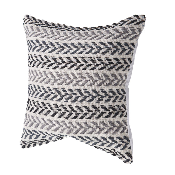 Homeroots Set Of Four 18" X 18" Black Beach Chevron Cotton Zippered Pillow Black  535282