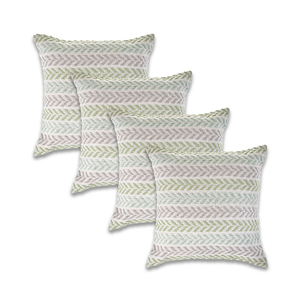 Homeroots Set Of Four 18" X 18" Green Beach Chevron Cotton Zippered Pillow Green  535283