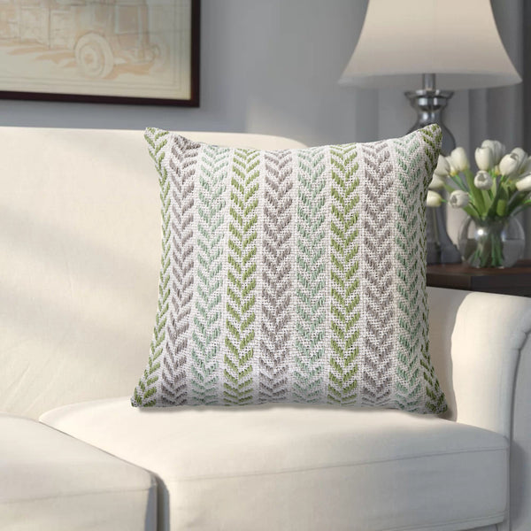 Homeroots Set Of Four 18" X 18" Green Beach Chevron Cotton Zippered Pillow Green  535283