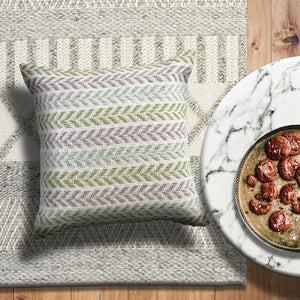 Homeroots Set Of Four 18" X 18" Green Beach Chevron Cotton Zippered Pillow Green  535283