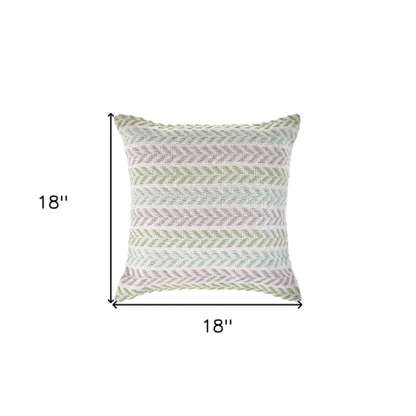 Homeroots Set Of Four 18" X 18" Green Beach Chevron Cotton Zippered Pillow Green  535283