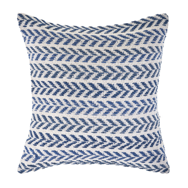 Homeroots Set Of Four 18" X 18" Blue Beach Chevron Cotton Zippered Pillow Navy Blue  535284