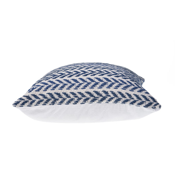 Homeroots Set Of Four 18" X 18" Blue Beach Chevron Cotton Zippered Pillow Navy Blue  535284