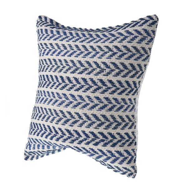 Homeroots Set Of Four 18" X 18" Blue Beach Chevron Cotton Zippered Pillow Navy Blue  535284