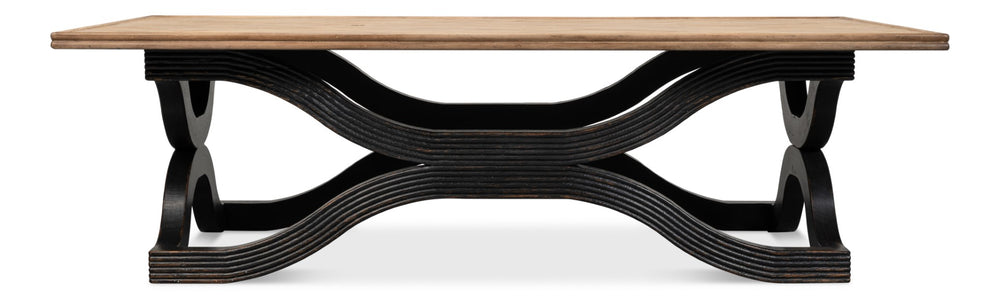 Sarreid Wavy Coffee Table In Antique Black - Stylish Reclaimed Pine Design For Modern Living Spaces Black  53529-5
