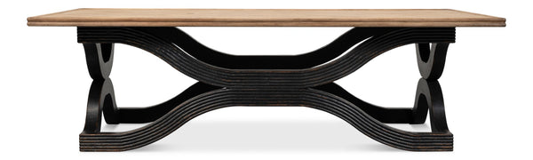 Sarreid Wavy Coffee Table In Antique Black - Stylish Reclaimed Pine Design For Modern Living Spaces Black  53529-5
