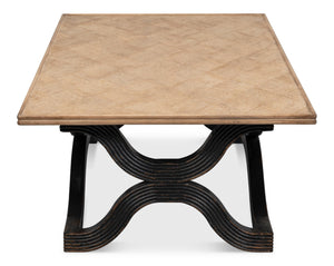 Sarreid Wavy Coffee Table In Antique Black - Stylish Reclaimed Pine Design For Modern Living Spaces Black  53529-5