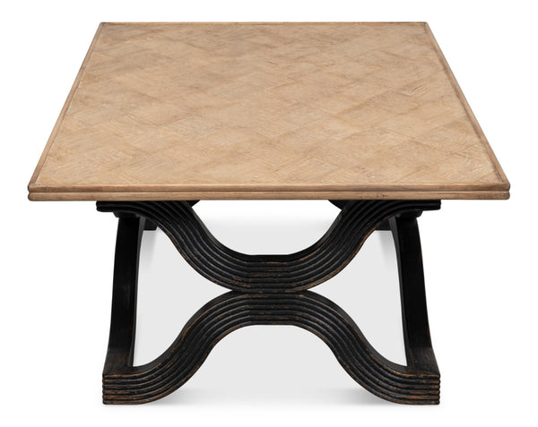 Sarreid Wavy Coffee Table In Antique Black - Stylish Reclaimed Pine Design For Modern Living Spaces Black  53529-5