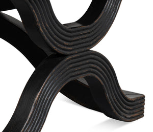 Sarreid Wavy Coffee Table In Antique Black - Stylish Reclaimed Pine Design For Modern Living Spaces Black  53529-5