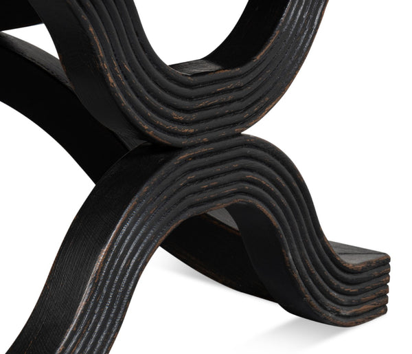 Sarreid Wavy Coffee Table In Antique Black - Stylish Reclaimed Pine Design For Modern Living Spaces Black  53529-5