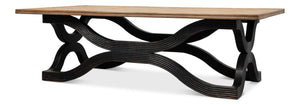 Sarreid Wavy Coffee Table In Antique Black - Stylish Reclaimed Pine Design For Modern Living Spaces Black  53529-5