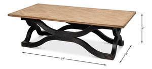 Sarreid Wavy Coffee Table In Antique Black - Stylish Reclaimed Pine Design For Modern Living Spaces Black  53529-5