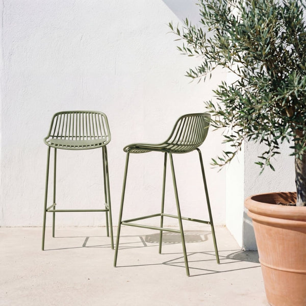 English Elm Benson Outdoor Stackable Barstools Set of 2 Uv Resistant Plastic Metal Patio Seating N776P390482G