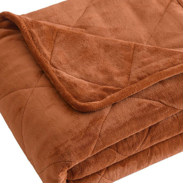 Homeroots 48" X 72" Brown Velvet Quilted Plush 15 Pound Weighted Throw Blanket  Velvet 535326