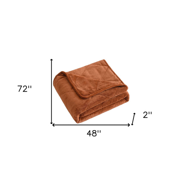 Homeroots 48" X 72" Brown Velvet Quilted Plush 15 Pound Weighted Throw Blanket  Velvet 535326