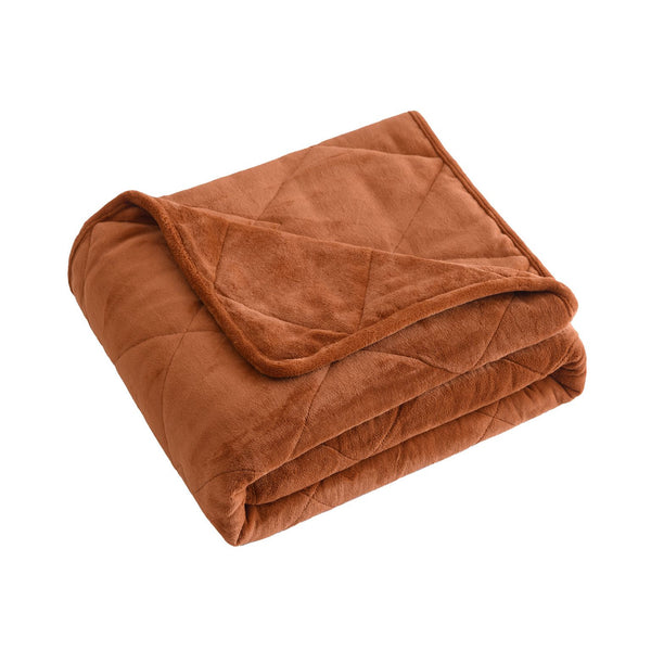 Homeroots 60" X 80" Brown Velvet Quilted Plush 18 Pound Weighted Throw Blanket  Velvet 535329