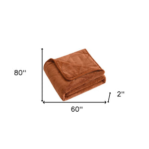 Homeroots 60" X 80" Brown Velvet Quilted Plush 18 Pound Weighted Throw Blanket  Velvet 535329