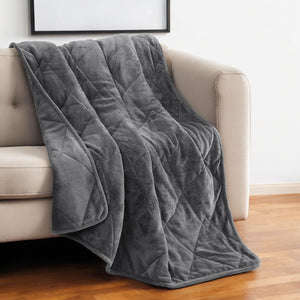 Homeroots 48" X 72" Gray Velvet Quilted Plush 15 Pound Weighted Throw Blanket  Velvet 535337