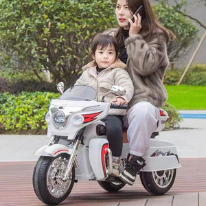 English Elm 12v Kids Electric Ride on Motorcycle with Led Lights Bluetooth Music and Storage Trunk White W1760P237293