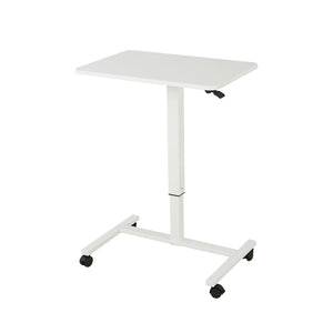 Homeroots Adjustable White Wood & Stainless Steel Rolling Standing Desk - Elevate Your Workspace Comfortably!   535346