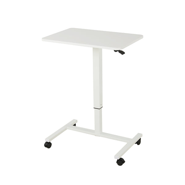 Homeroots Adjustable White Wood & Stainless Steel Rolling Standing Desk - Elevate Your Workspace Comfortably!   535346