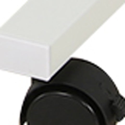 Homeroots Adjustable White Wood & Stainless Steel Rolling Standing Desk - Elevate Your Workspace Comfortably!   535346