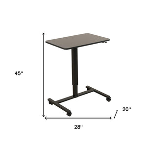 Homeroots Adjustable Black Wood & Stainless Steel Rolling Standing Desk – Stylish, Versatile, And Durable Workspace   535347